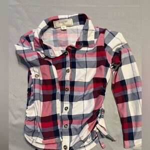 No Comment Girls Long Sleeve Button Up Plaid Shirt 5/6